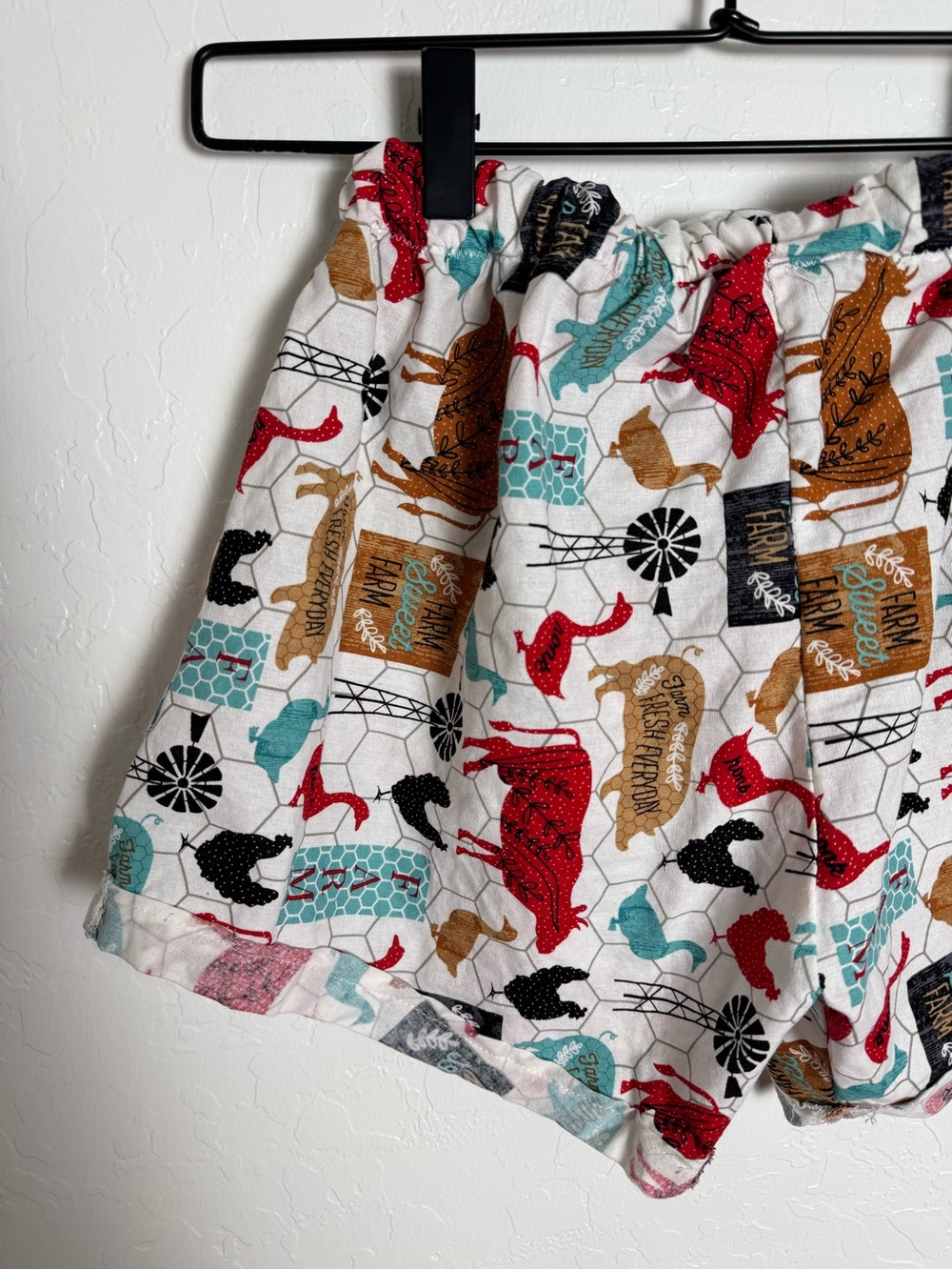 Hand Sewn Playful Farm House Animal Print Cotton Shorts - Picture 8 of 10